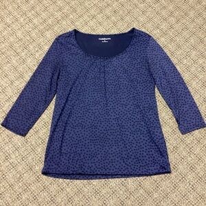 Croft & Borrow Navy Blue Polka Dot 3/4 Sleeve Knit Top * Size Small